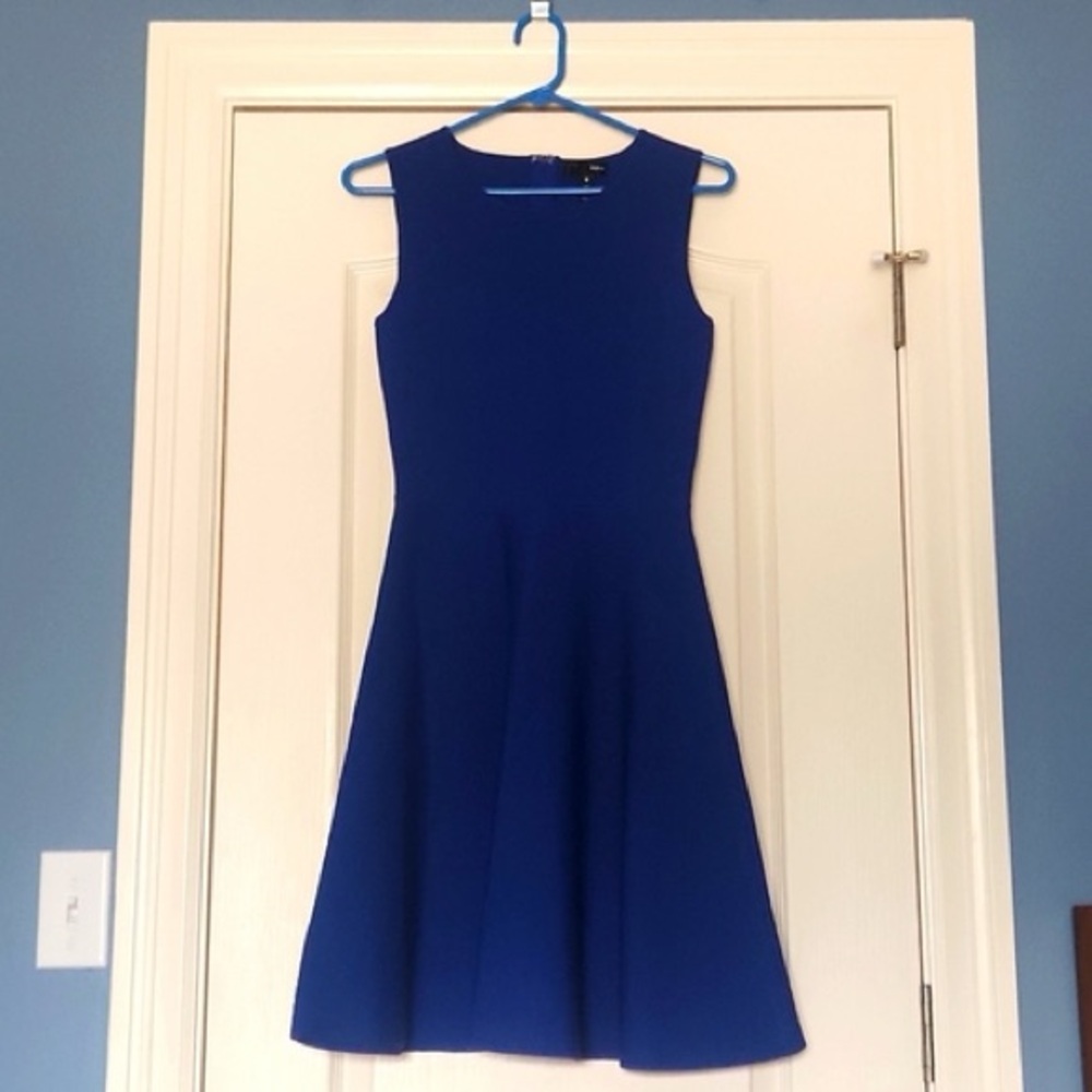 Bloomingdales Aqua Sleeveless A-line Blue Scuba Dress (M)